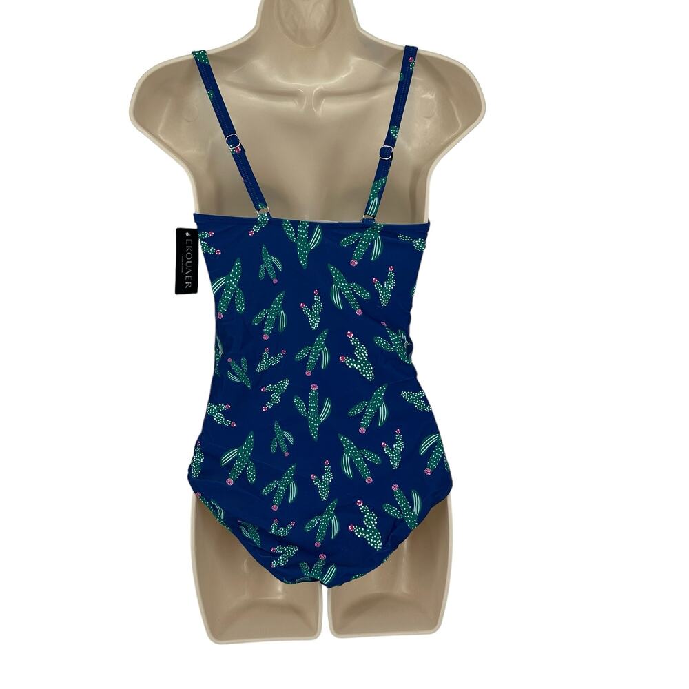NEW Ekauer Blue Cacti One-Piece Swimsuit Small - Picture 3 of 11